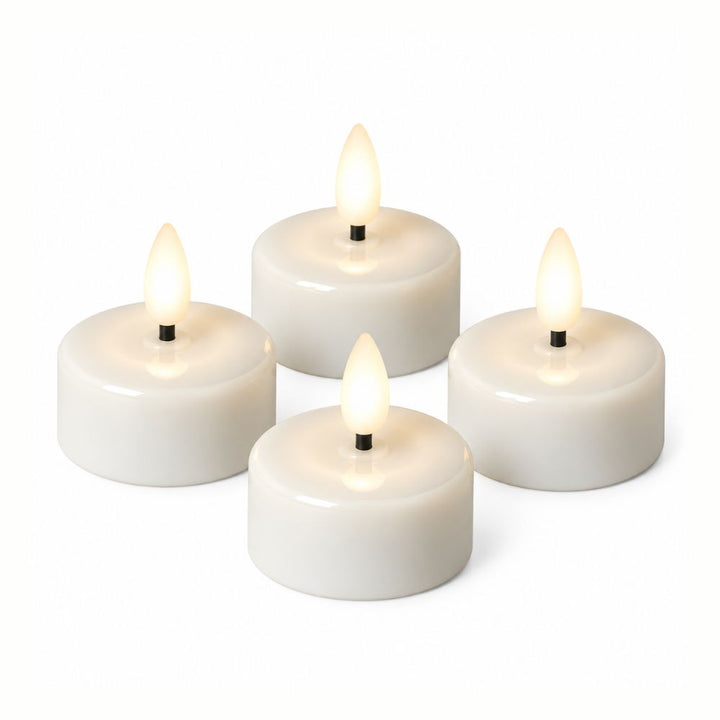 4 LED-Teelichter - wiederaufladbar (nur die Lichter, ohne Sockel)