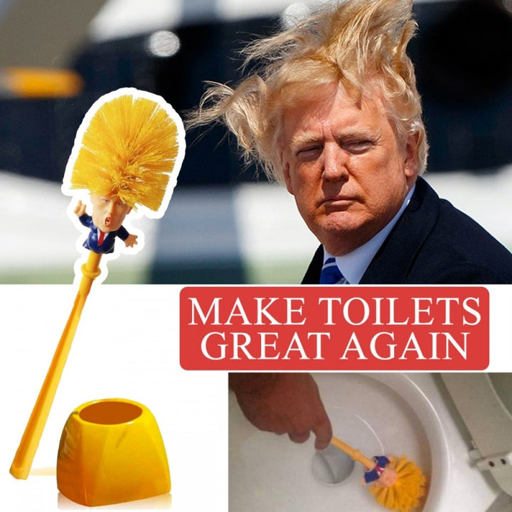 Trump-Toilettenbürste mit gelben Borsten – aus Kunststoff