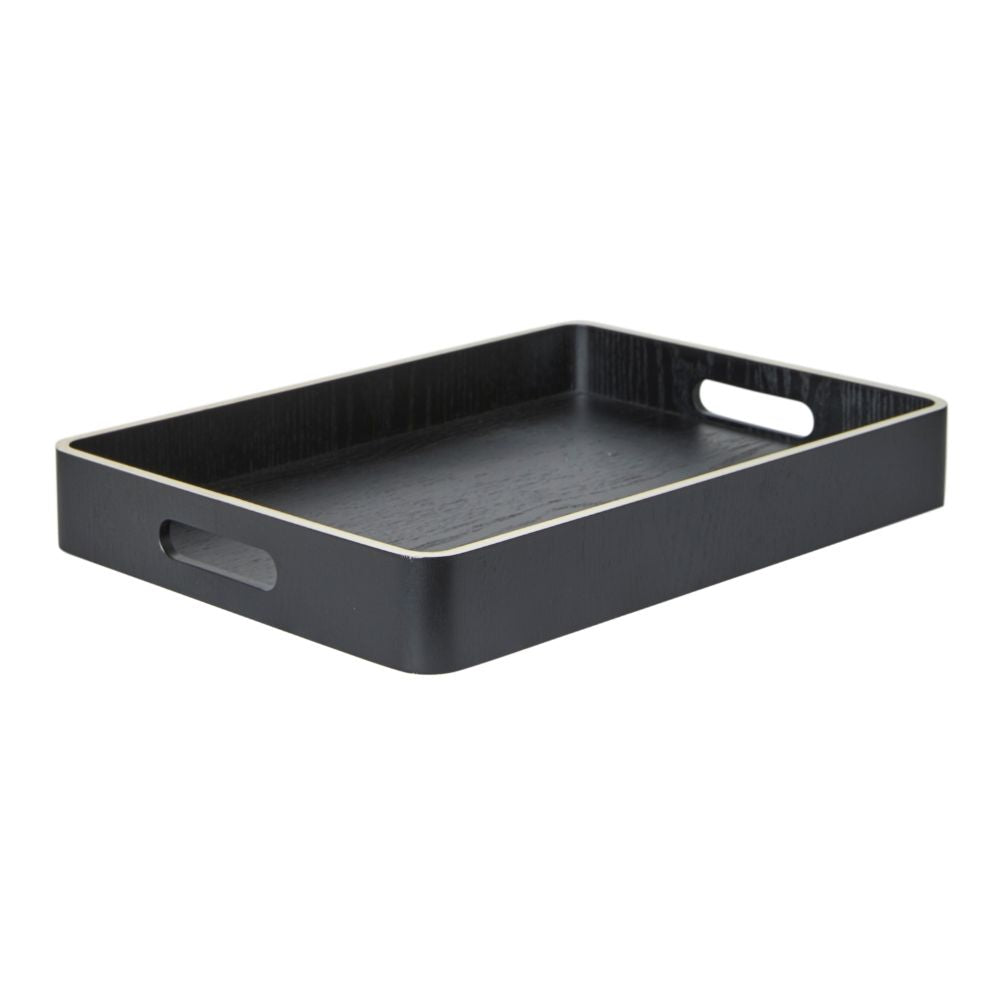 Tablett 37x26,5x5 cm Holz schwarz