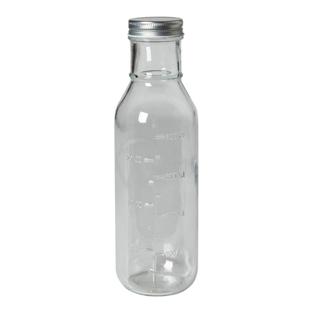 Glazen fles met metalen dop Ø8,2x28 cm helder