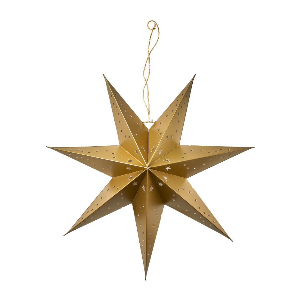 Papierstern in Goldfarbe - mit LED 40 cm
