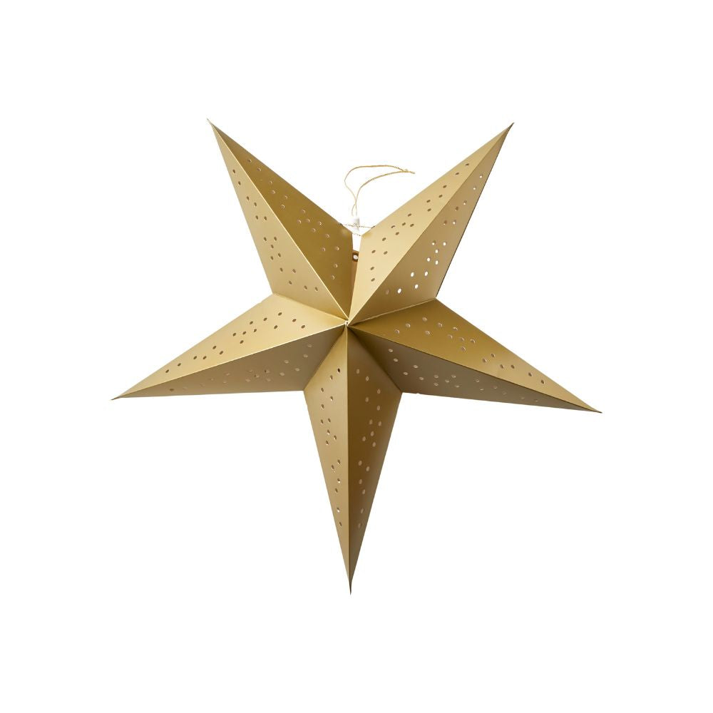 Papierstern in Goldfarbe - mit LED 60 cm