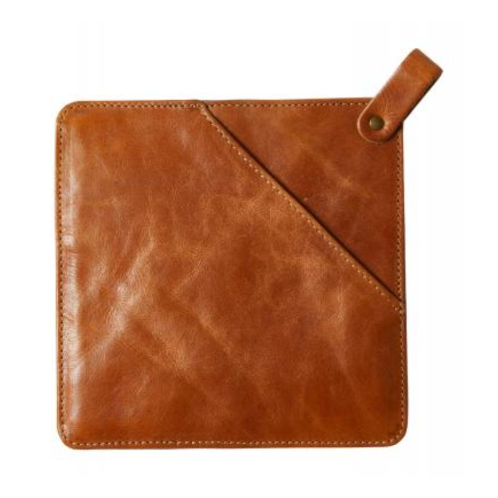 Grydelap med lomme 20x20 cm læder mat cognac