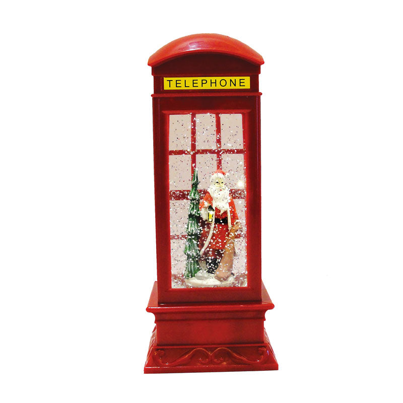 Conzept Weihnachten – Schneelaterne mit Telefonzelle – 15,5 x 27 cm