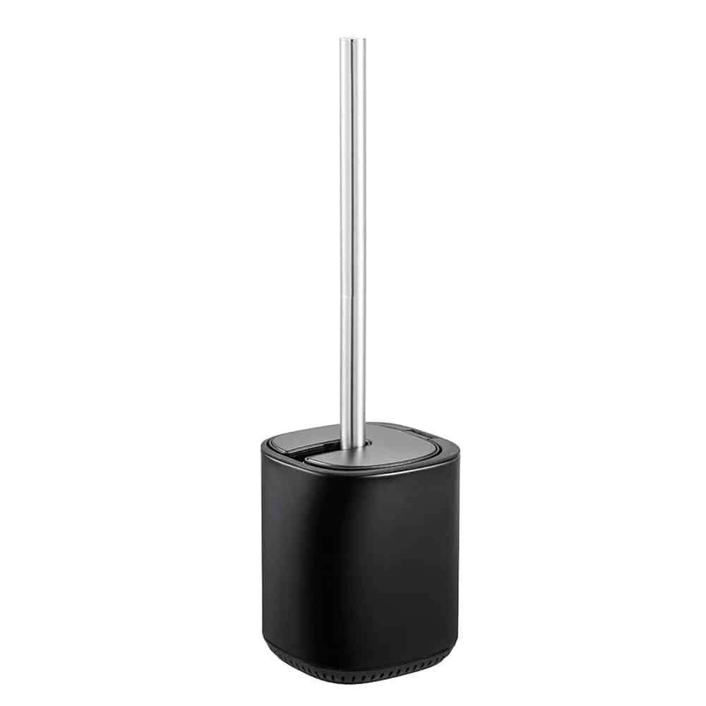 Conzept – WC-Bürste mit automatischem Deckel, 11,2 x 10,4 x 38,2 cm, schwarz lackiert