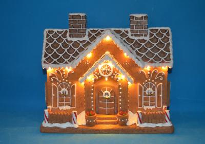 Lebkuchenhaus mit LED-Beleuchtung, 25 x 13,5 x 21 cm