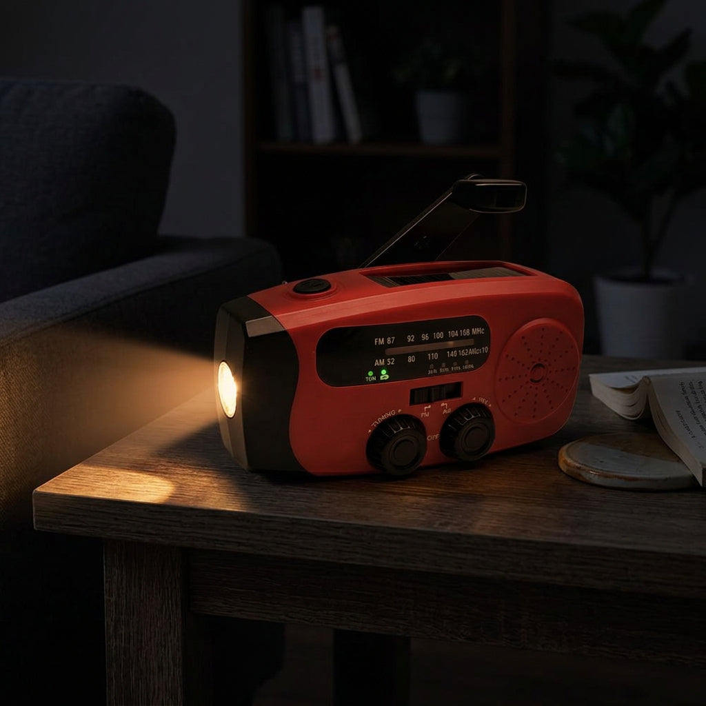 FM-noodradio met zaklamp – 2000 mAh 3,6V batterij