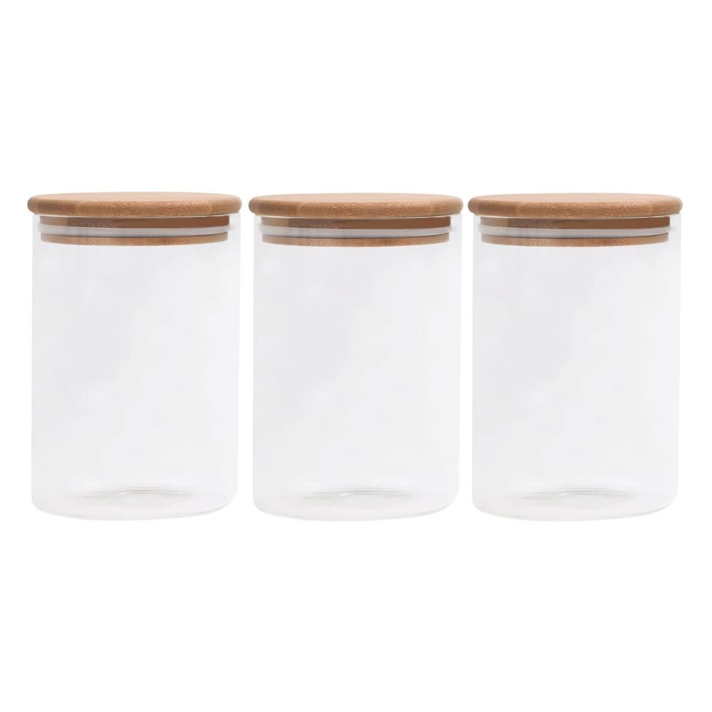Conzept opbevaringsglas med akacielåg Ø9,5x15 cm 3 stk.