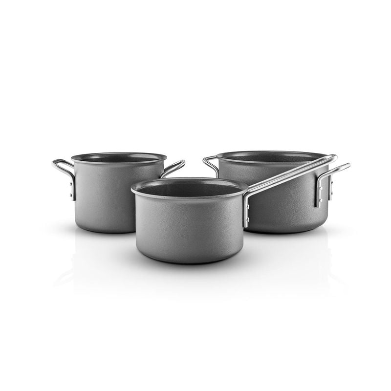 Eva Trio – Grey Line Topfset – 3-teilig, 1,1/2,5/3,8 Liter – Edelstahl – Slip-Let®-Beschichtung
