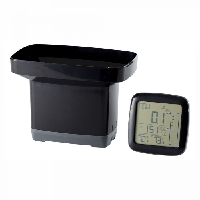 Tag - Digitaler Regenmesser mit Uhr und Thermometer - Kabellos