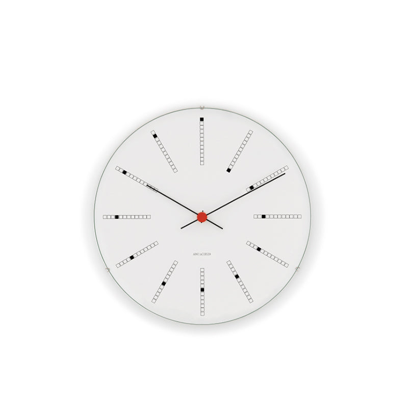 Arne Jacobsen – Bankers Wanduhr Ø16 cm weiß/schwarz/rot