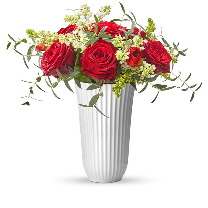 Lyngby Trompetenvase 18 cm klarweiß