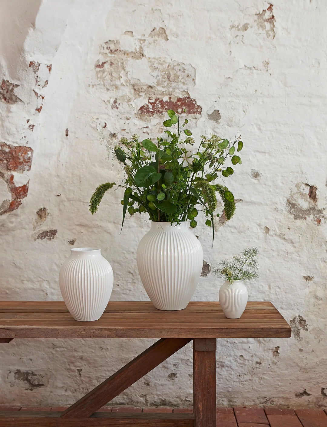 Knabstrup - Vase Rillen weiß - 20 cm