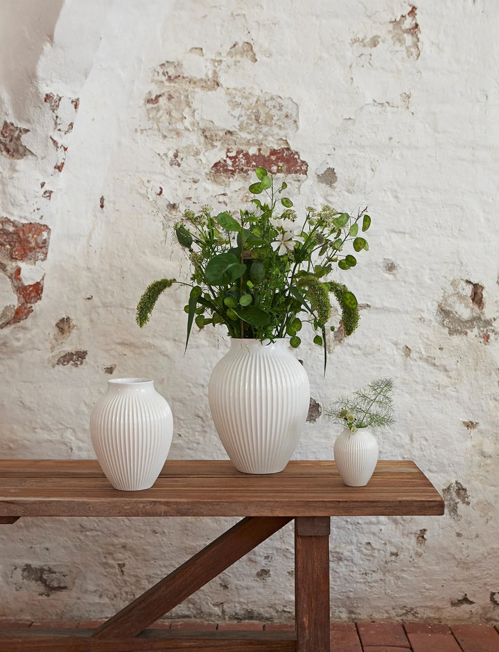 Knabstrup - Vase Rillen weiß - 20 cm