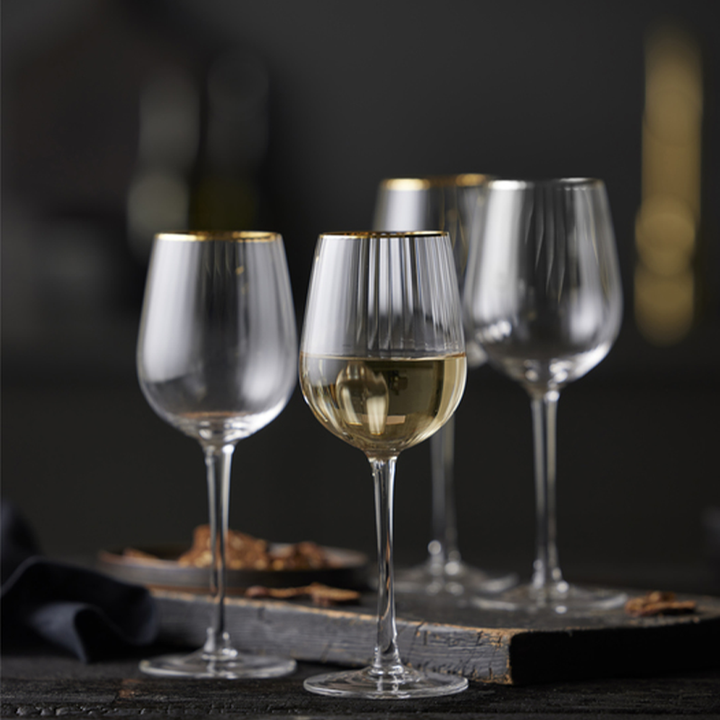 Lyngby Glass - Palermo Gold Weißweinglas 30 cl, 4 Stück.
