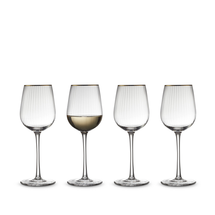 Lyngby Glass - Palermo Gold Weißweinglas 30 cl, 4 Stück.
