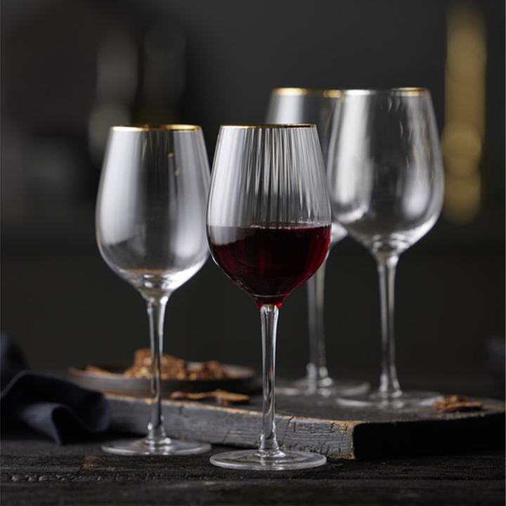 Lyngby Glass - Palermo Gold Rotweinglas 40 cl, 4 Stück.