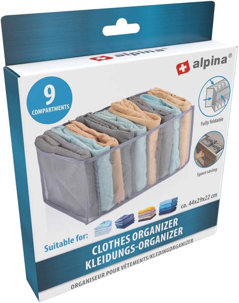 Alpina – Kleideraufbewahrung mit 9 Fächern – 44 × 29 × 22 cm