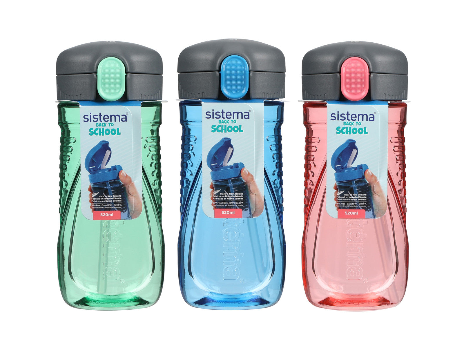 Sistema - Trinkflasche 520ml Tritan Quick Flip Bottle, verschiedene Farben
