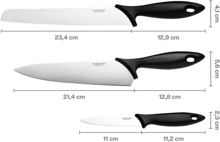 Fiskars Essential knivsæt 3 dele