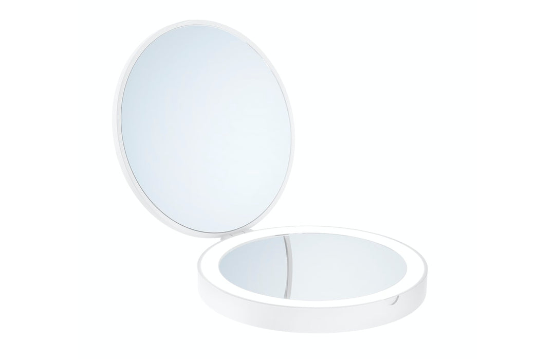 Smedbo Outline Lite – Reisespiegel mit Licht – 12 cm – Weiß