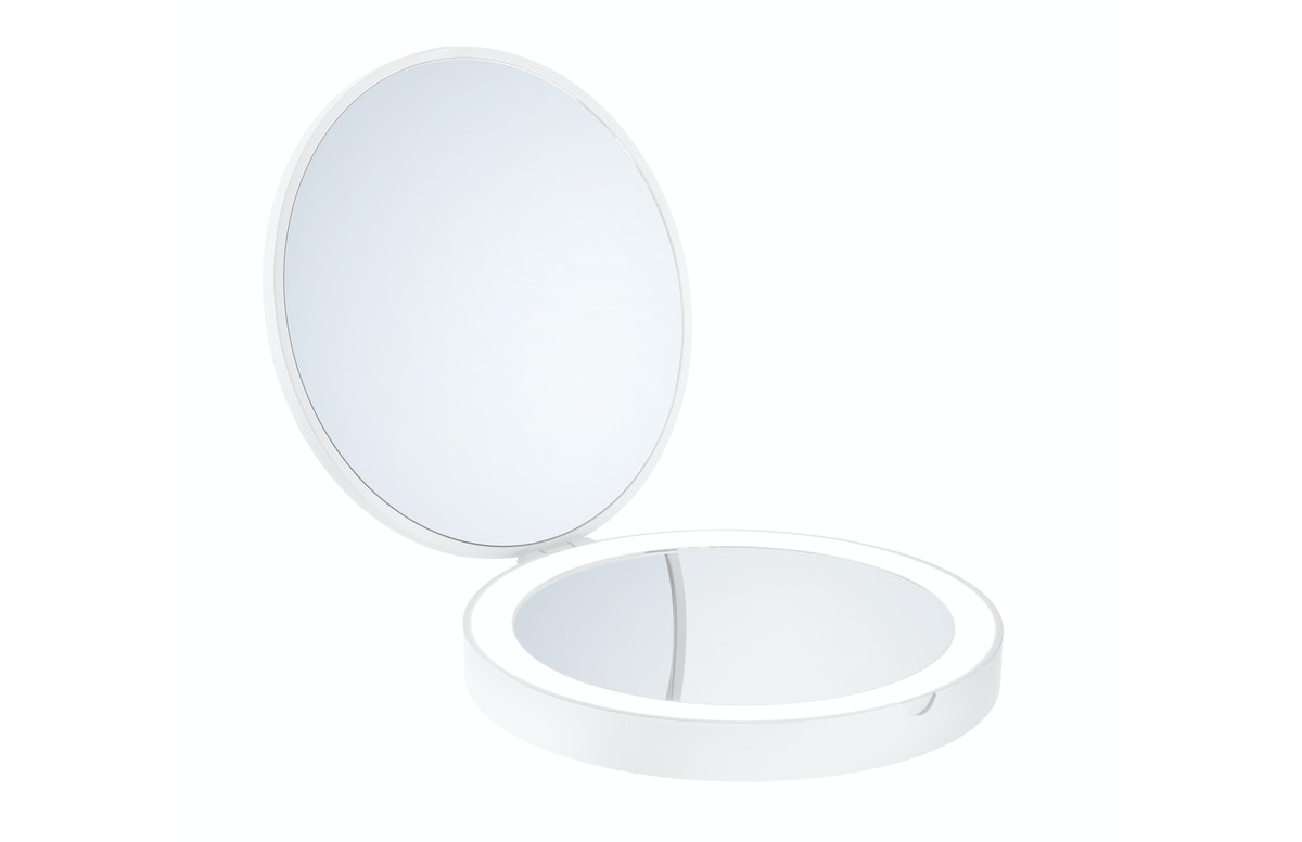 Smedbo Outline Lite – Reisespiegel mit Licht – 12 cm – Weiß