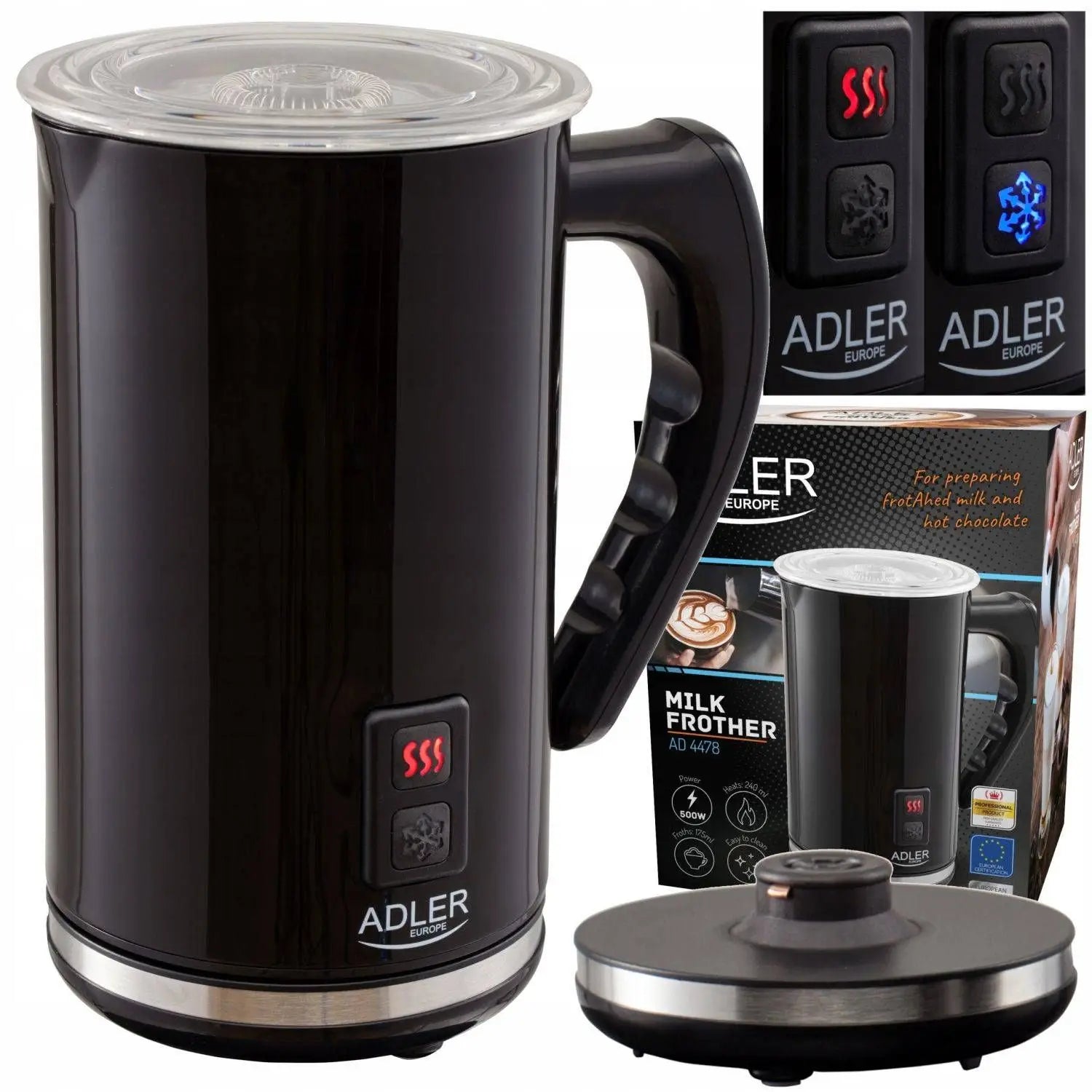 Adler - Elektrischer Milchaufschäumer AD4478 - Schwarz