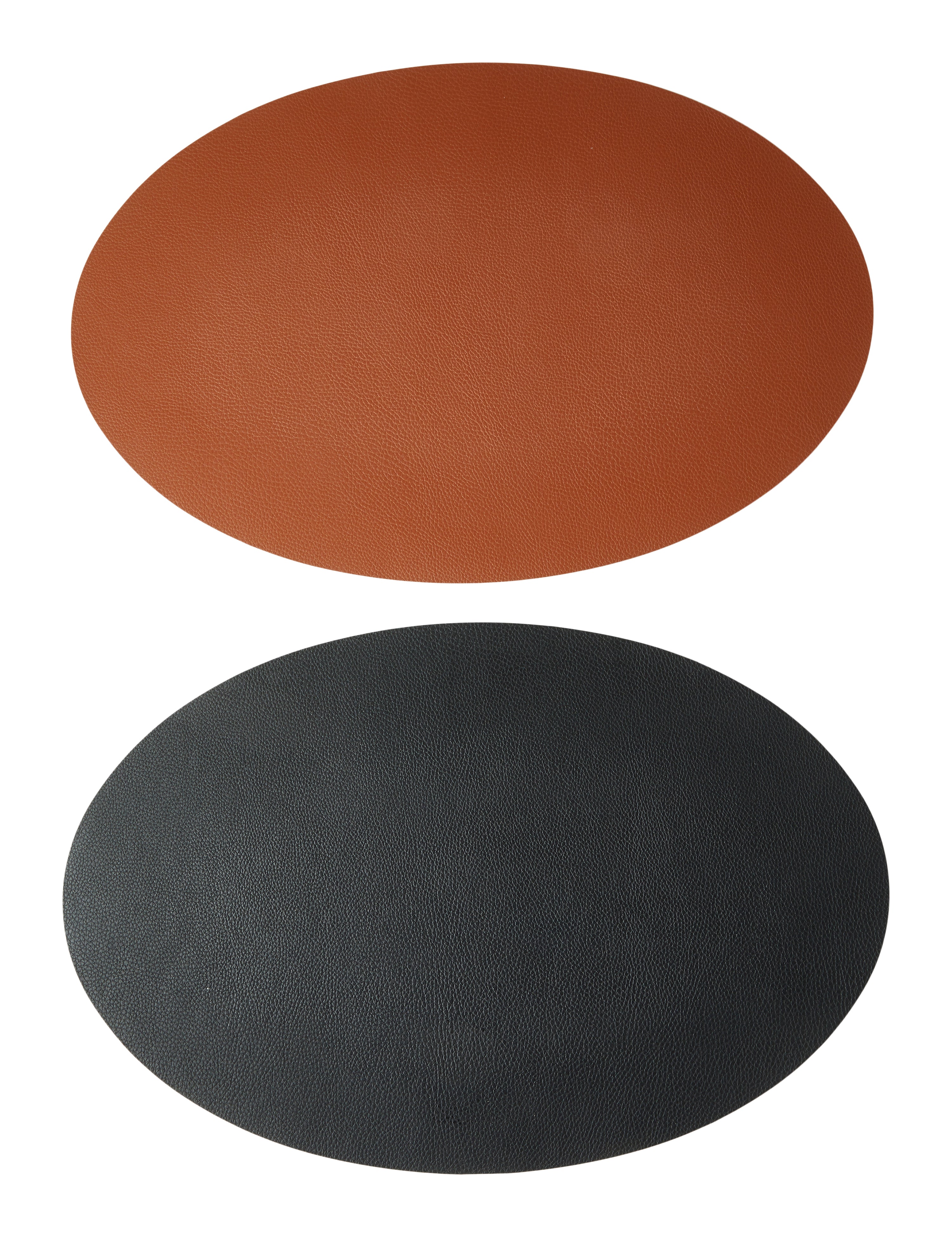 Platzset – Gebogenes, weiches PU-Material, 41 x 33 cm – Cognac/Schwarz, wendbar