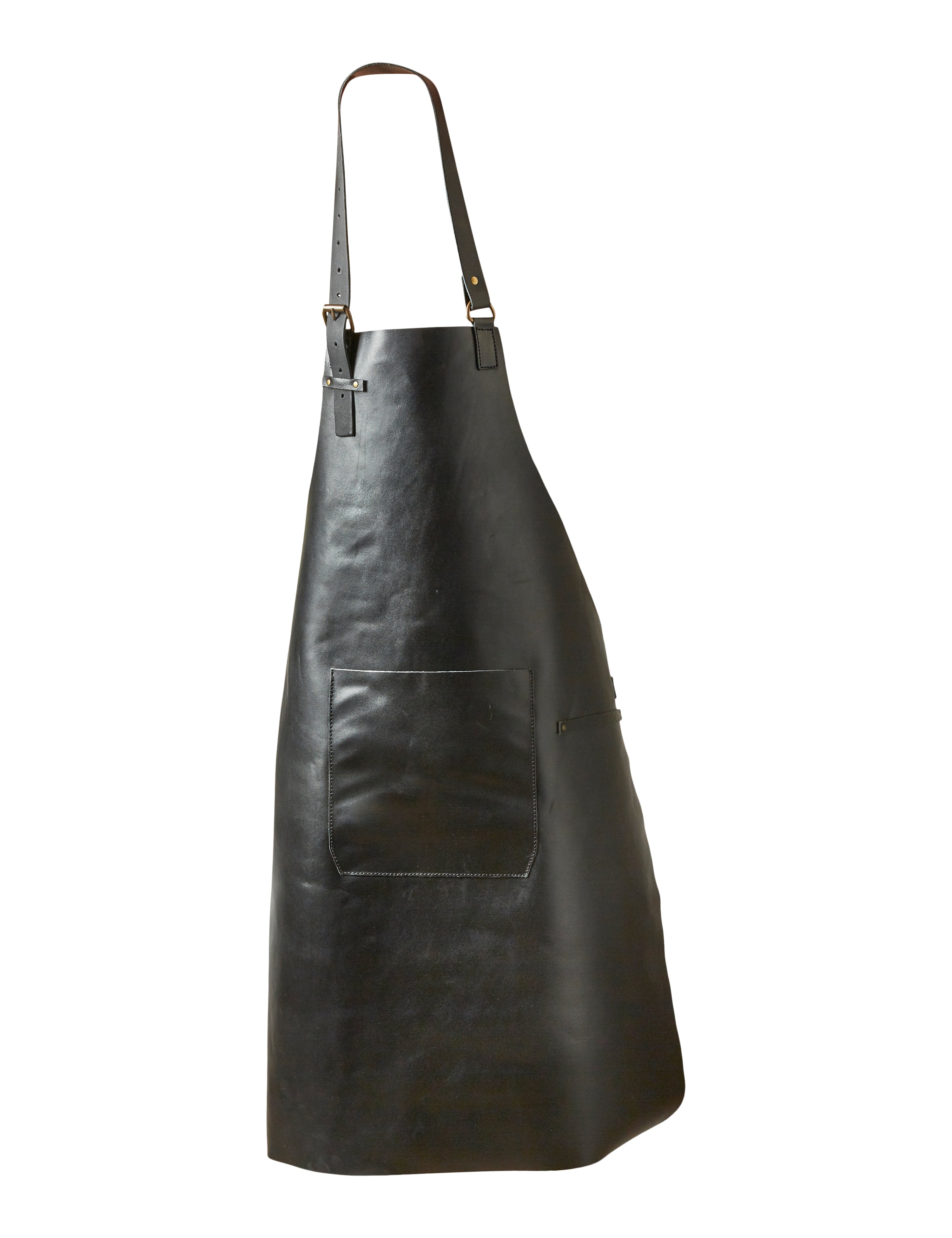 Schürze mit Tasche, 65 x 90 cm, Leder, schwarz