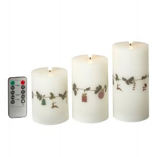 3 LED-Wachskerzen, Weihnachtsgirlande – mit Fernbedienung