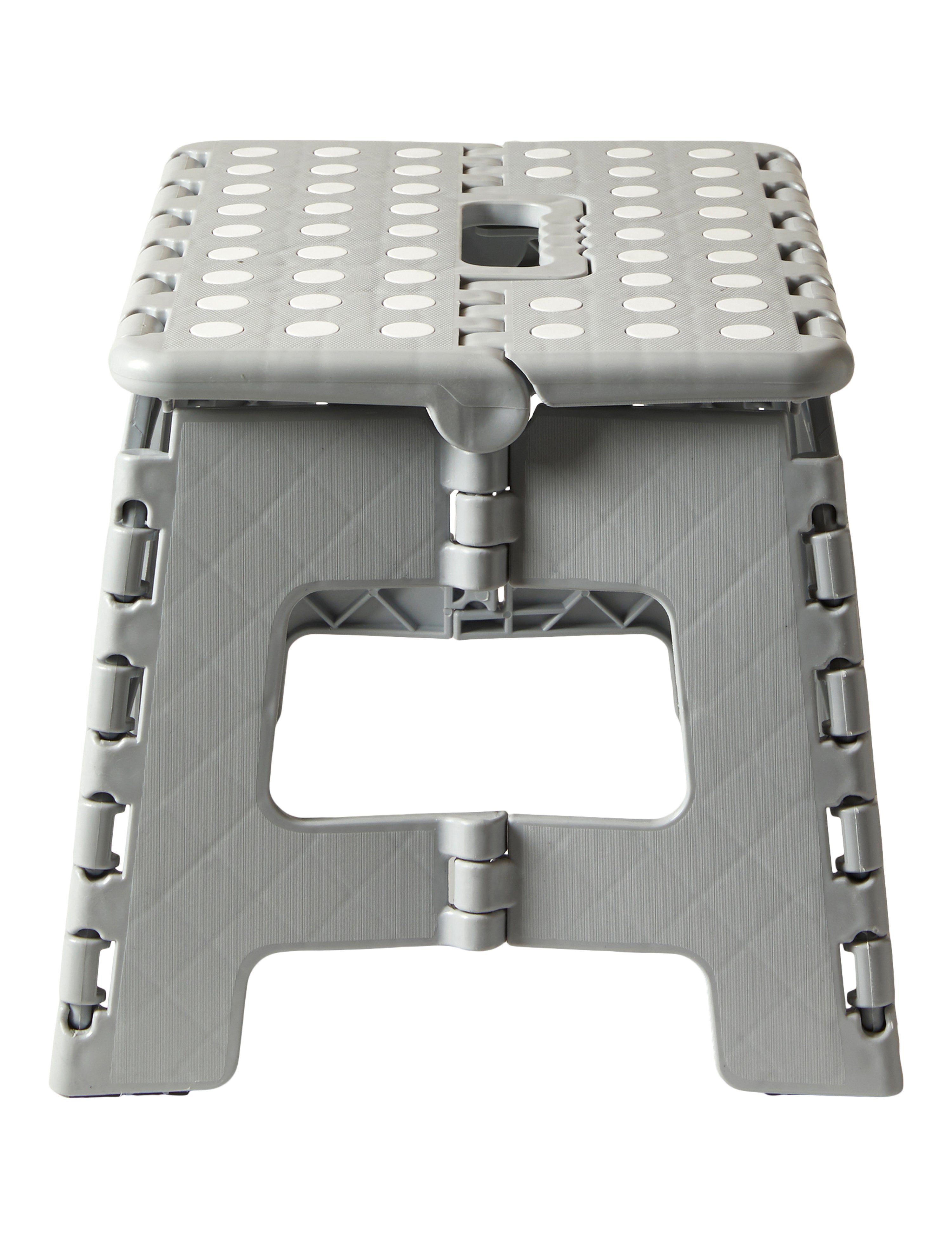 Klapphocker mit Noppenmuster, 29 x 22 x 22 cm, Kunststoff, grau