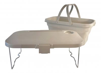 Picknickkorb mit Deckel, faltbar, 45 x 28,5 x 23,5 cm, aus Kunststoff, sandfarben