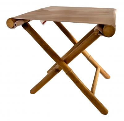 Hocker mit Polyesterbezug, 40x40x40 cm, Bambus-Natur