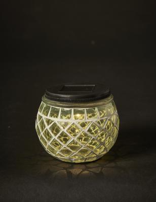 Solar-Tischleuchte Mosaik Ø10xH9 cm grün