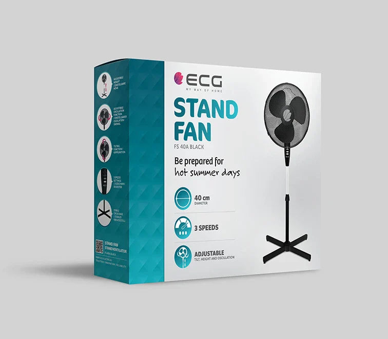 ECG FS 40a RB – Gulvventilator Ø40 cm – Sort