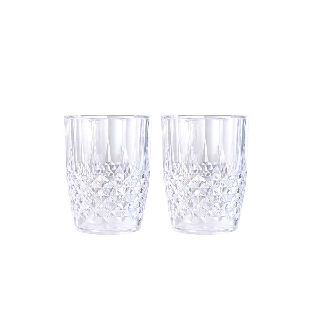 Tag - Trinkglas 25 cl, durchsichtiger Kunststoff, 2 Stück.