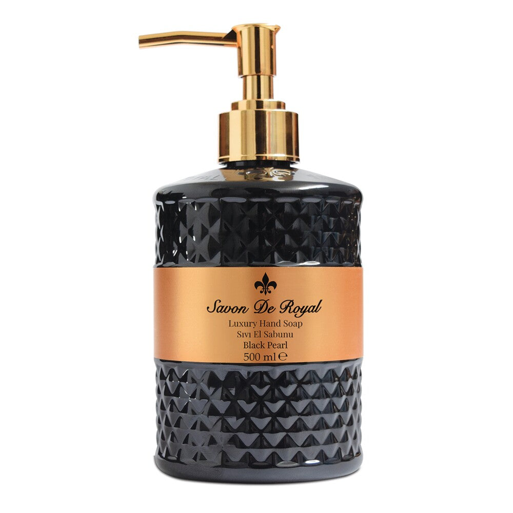 SAVON DE ROYAL - Handseife Black Pearl 500 ml - Schwarz/Gold