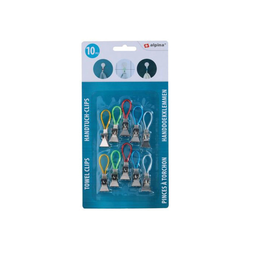 Alpina – Handtuchclips, 10 Stück, verschiedene Farben