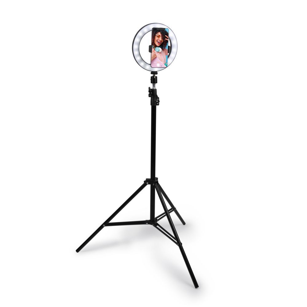 Grundig Selfie-Ringlicht mit Stativ, Ø 20 cm, 80 LEDs, 63 x 29 x 23,5 cm