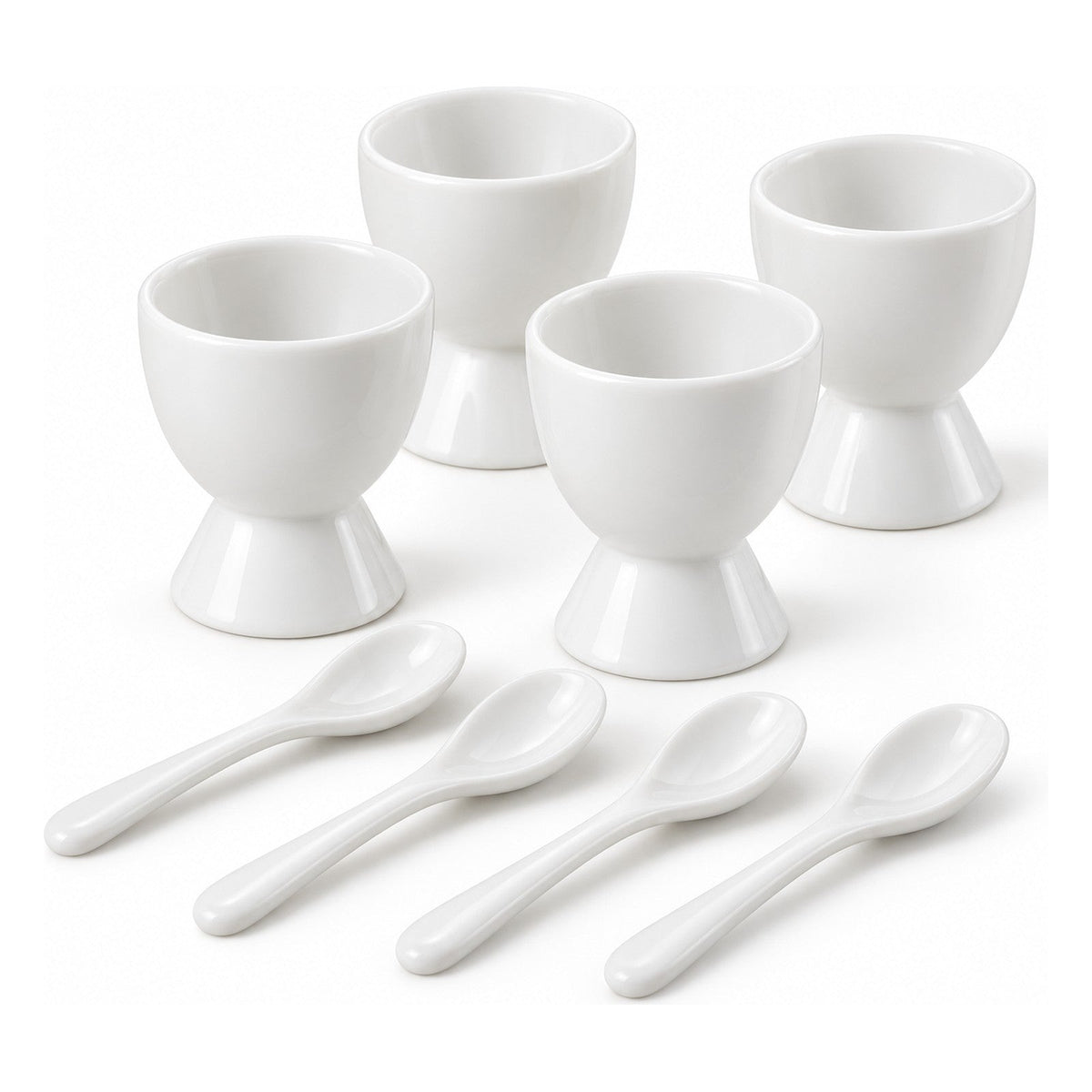 Æggebægre porcelæn med ske 8 dele