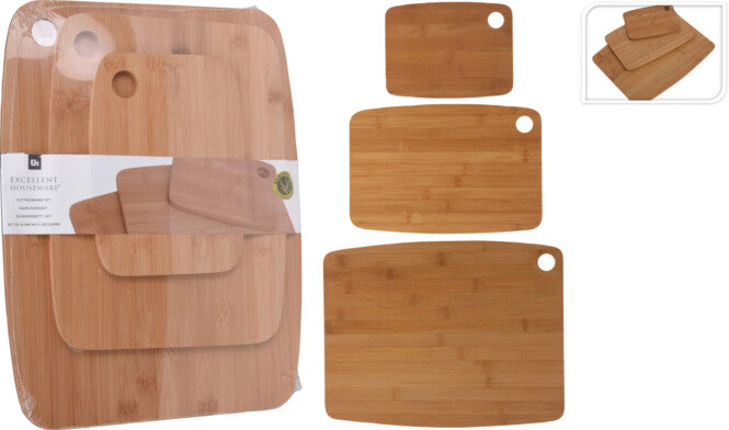 Schneidebrett-Set, 3-teilig, aus Bambus