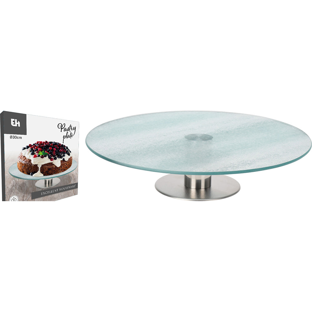 Kuchenplatte aus Glas mit Drehfunktion, Ø 30 cm