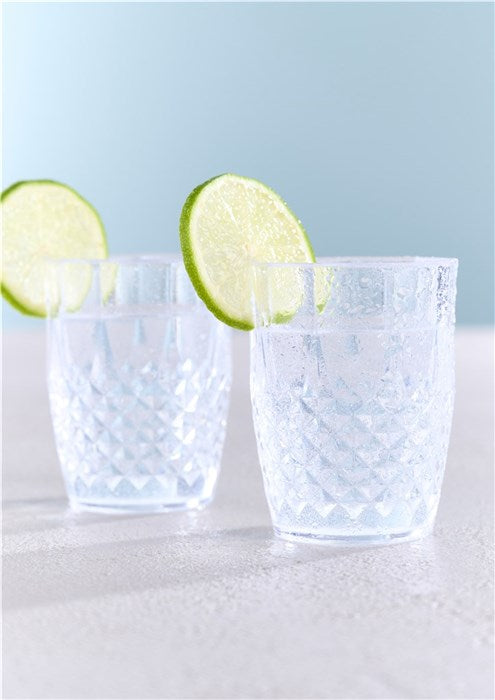 Tag - Trinkglas 25 cl, durchsichtiger Kunststoff, 2 Stück.
