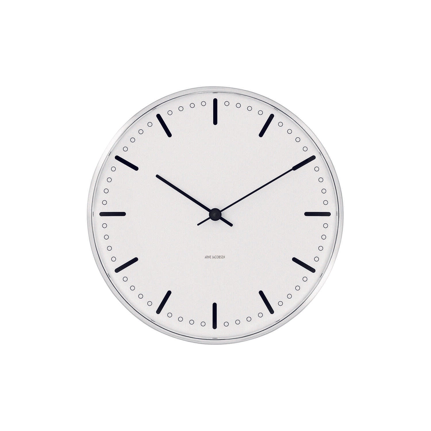 Arne Jacobsen – Rathaus-Wanduhr Ø 16,5 cm weiß/schwarz