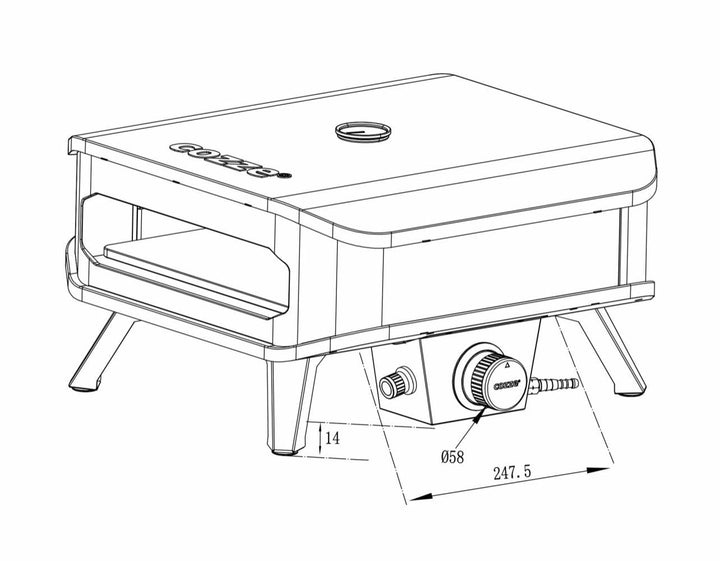 Cozze – 13-Zoll-Gaspizzaofen – mit Thermometer und Pizzastein (5,0 kW)