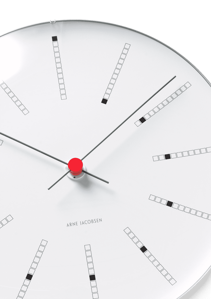 Arne Jacobsen – Bankers Wanduhr Ø29 cm weiß/schwarz/rot