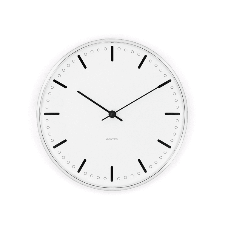 Arne Jacobsen – Rathaus-Wanduhr Ø29 cm weiß/schwarz