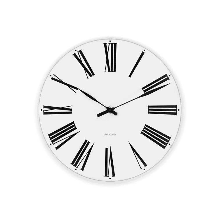 Arne Jacobsen – Römische Wanduhr Ø48 cm weiß/schwarz