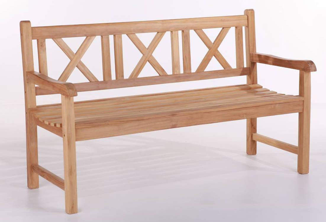 Lønstrup-Bank mit Kreuz, 150 cm, 3 Personen, Teakholz der Güteklasse C
