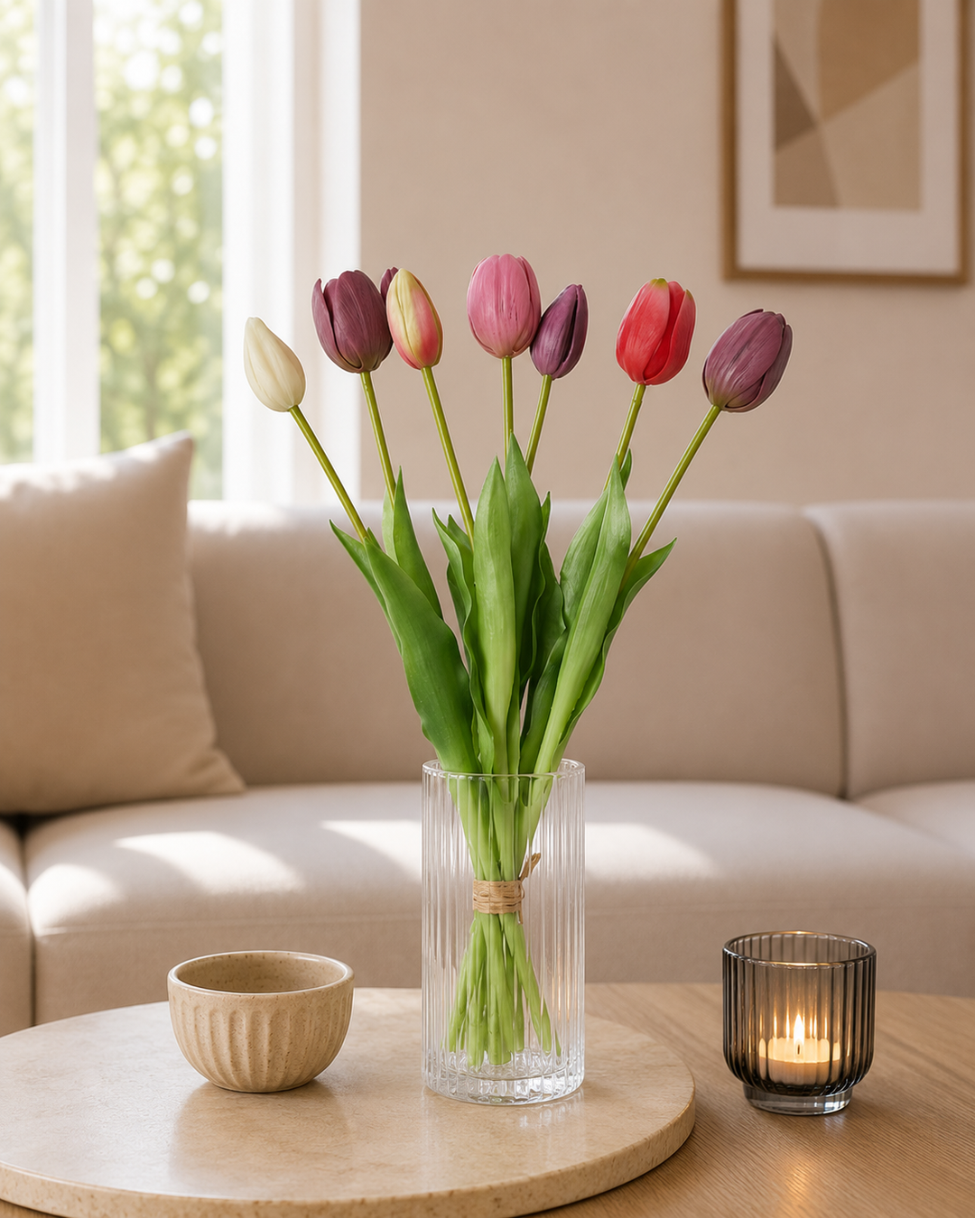 Tulpenstrauß 7 St. 39 cm multi rosa/lila